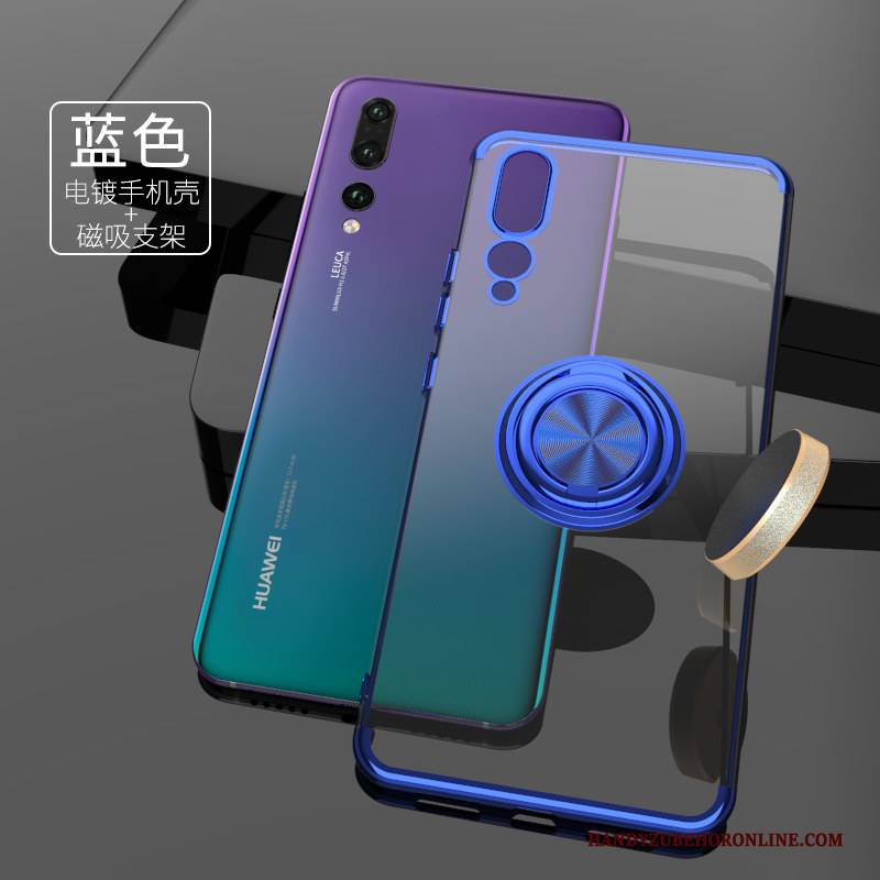 Hülle Huawei P20 Pro Halterung Netto Rot Transparent, Case Huawei P20 Pro Kreativ Ring Anti-sturz