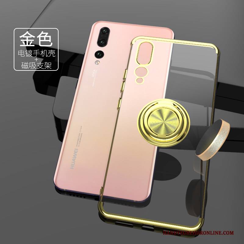 Hülle Huawei P20 Pro Halterung Netto Rot Transparent, Case Huawei P20 Pro Kreativ Ring Anti-sturz