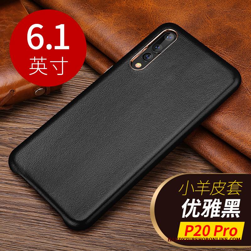 Hülle Huawei P20 Pro Leder Kuh Business, Case Huawei P20 Pro Schutz Handyhüllen Mini