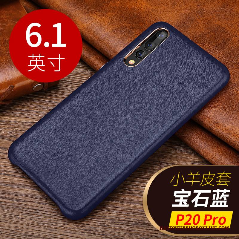 Hülle Huawei P20 Pro Leder Kuh Business, Case Huawei P20 Pro Schutz Handyhüllen Mini