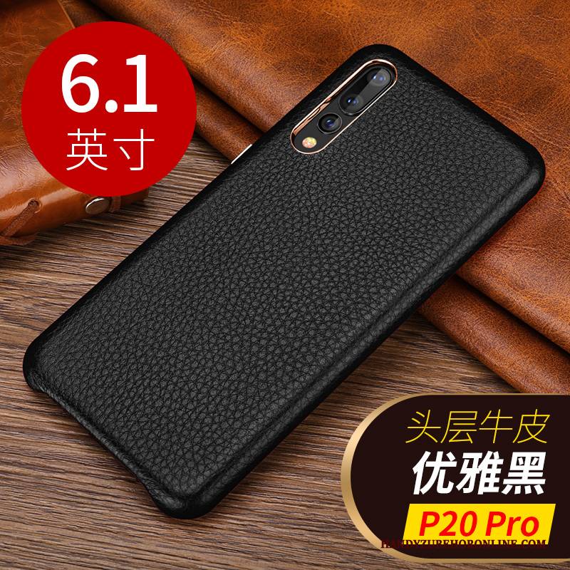 Hülle Huawei P20 Pro Leder Kuh Business, Case Huawei P20 Pro Schutz Handyhüllen Mini