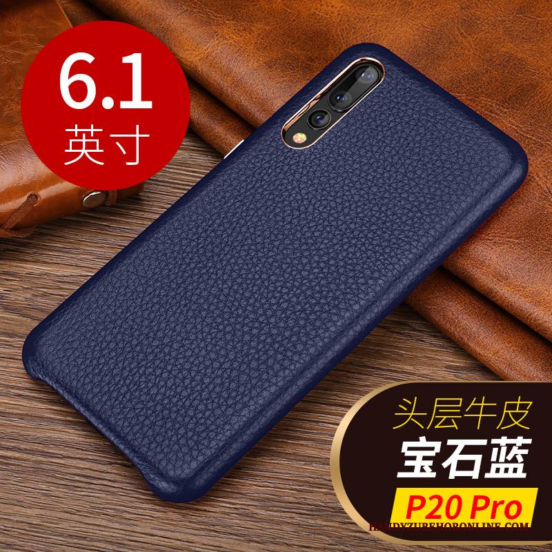 Hülle Huawei P20 Pro Leder Kuh Business, Case Huawei P20 Pro Schutz Handyhüllen Mini