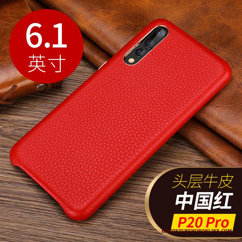 Hülle Huawei P20 Pro Leder Kuh Business, Case Huawei P20 Pro Schutz Handyhüllen Mini