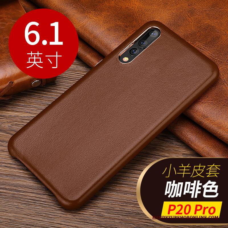 Hülle Huawei P20 Pro Leder Kuh Business, Case Huawei P20 Pro Schutz Handyhüllen Mini