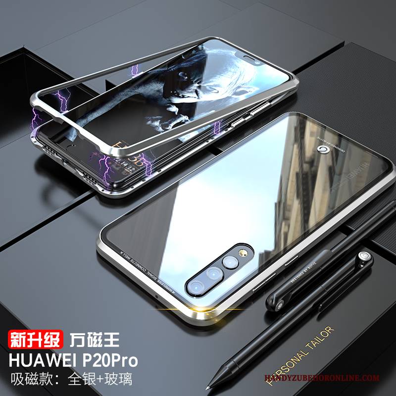 Hülle Huawei P20 Pro Metall Anti-sturz Liebhaber, Case Huawei P20 Pro Taschen Transparent Schwarz