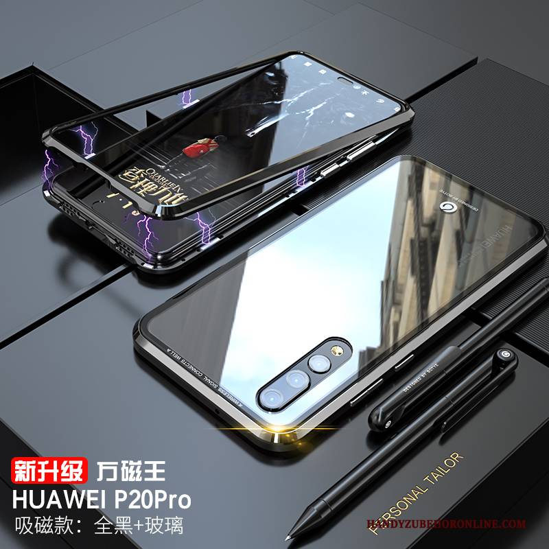 Hülle Huawei P20 Pro Metall Anti-sturz Liebhaber, Case Huawei P20 Pro Taschen Transparent Schwarz