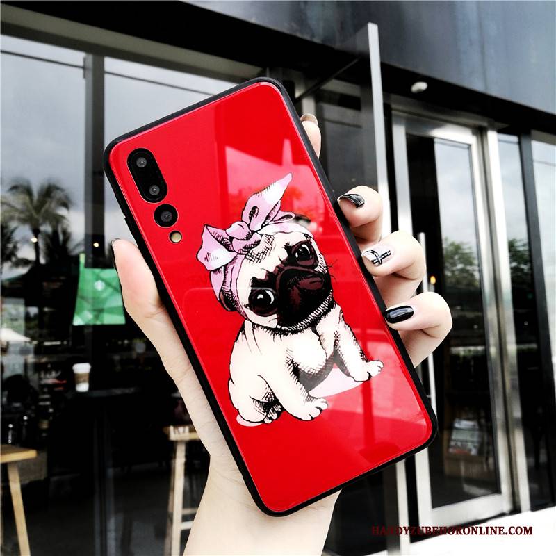 Hülle Huawei P20 Pro Schutz Glas Rot, Case Huawei P20 Pro Taschen Spiegel Handyhüllen