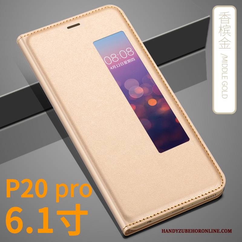 Hülle Huawei P20 Pro Taschen Gold Handyhüllen, Case Huawei P20 Pro Folio Anti-sturz