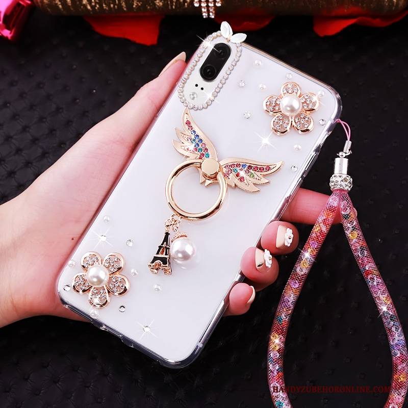 Hülle Huawei P20 Strass Trend Transparent, Case Huawei P20 Weiche Handyhüllen Anti-sturz