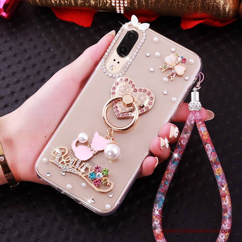 Hülle Huawei P20 Strass Trend Transparent, Case Huawei P20 Weiche Handyhüllen Anti-sturz