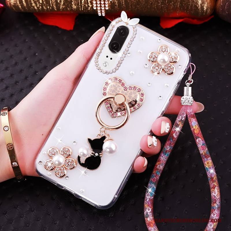 Hülle Huawei P20 Strass Trend Transparent, Case Huawei P20 Weiche Handyhüllen Anti-sturz