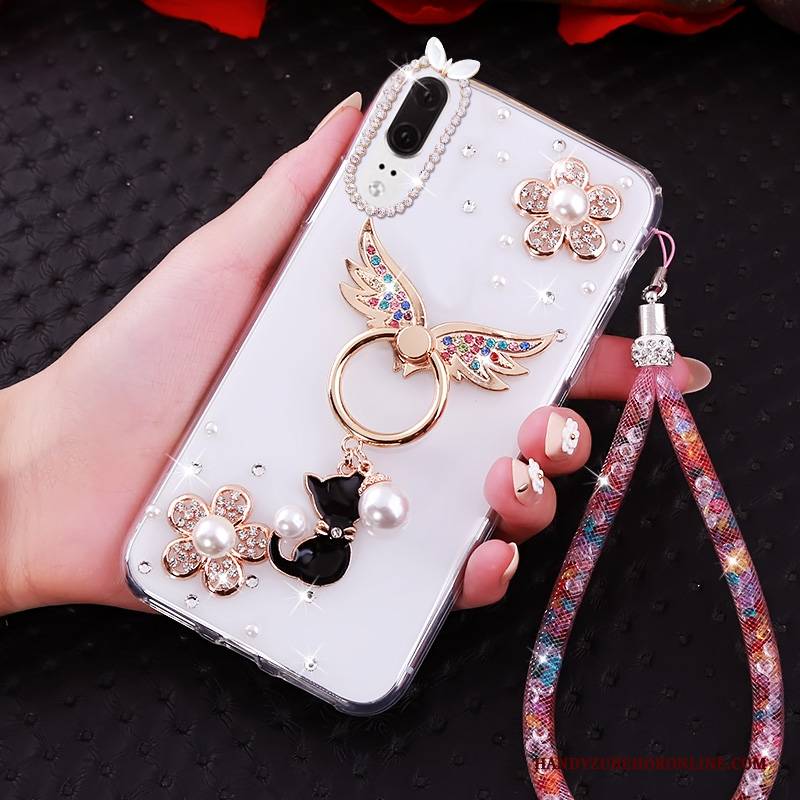 Hülle Huawei P20 Strass Trend Transparent, Case Huawei P20 Weiche Handyhüllen Anti-sturz