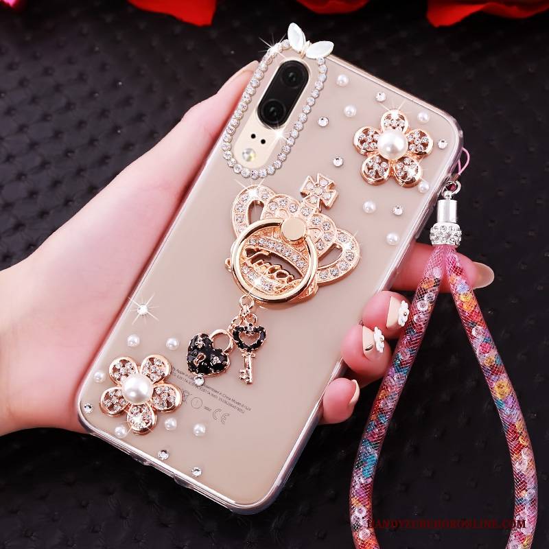 Hülle Huawei P20 Strass Trend Transparent, Case Huawei P20 Weiche Handyhüllen Anti-sturz