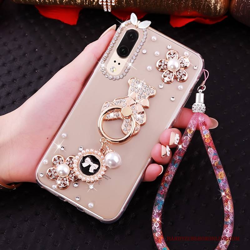 Hülle Huawei P20 Strass Trend Transparent, Case Huawei P20 Weiche Handyhüllen Anti-sturz