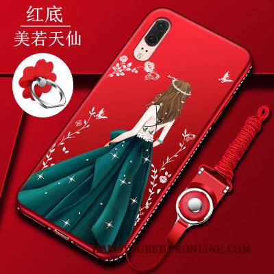 Hülle Huawei P20 Taschen Glas Rot, Case Huawei P20 Strass Handyhüllen