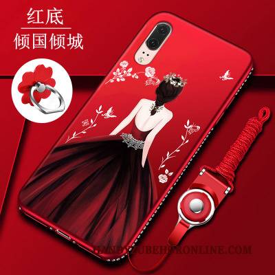 Hülle Huawei P20 Taschen Glas Rot, Case Huawei P20 Strass Handyhüllen