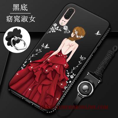 Hülle Huawei P20 Taschen Glas Rot, Case Huawei P20 Strass Handyhüllen