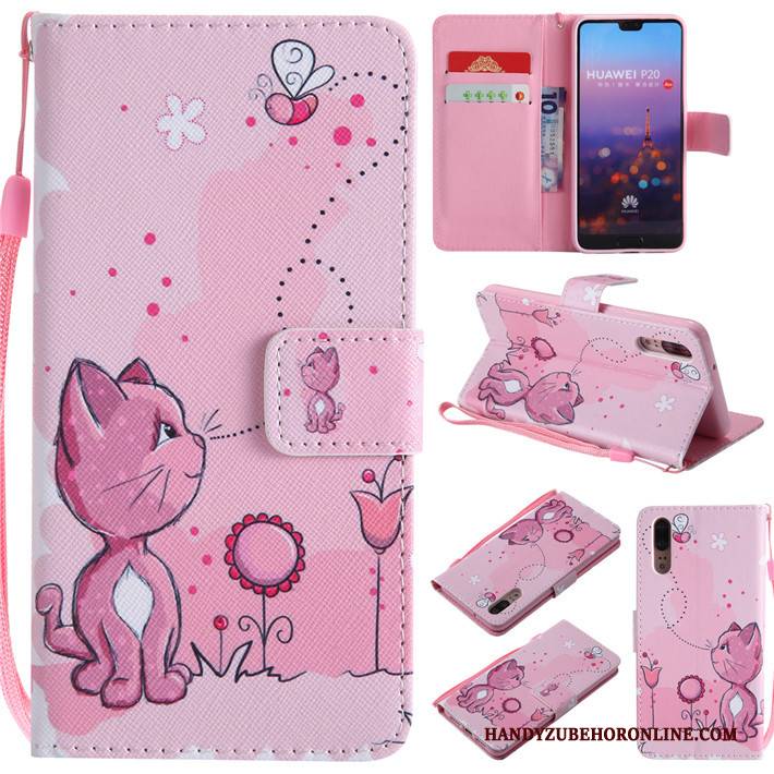 Hülle Huawei P20 Taschen Handyhüllen Anti-sturz, Case Huawei P20 Karikatur Rot