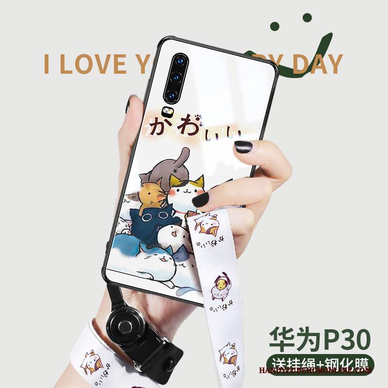 Hülle Huawei P30 Karikatur Nette Trend, Case Huawei P30 Silikon Netto Rot Handyhüllen