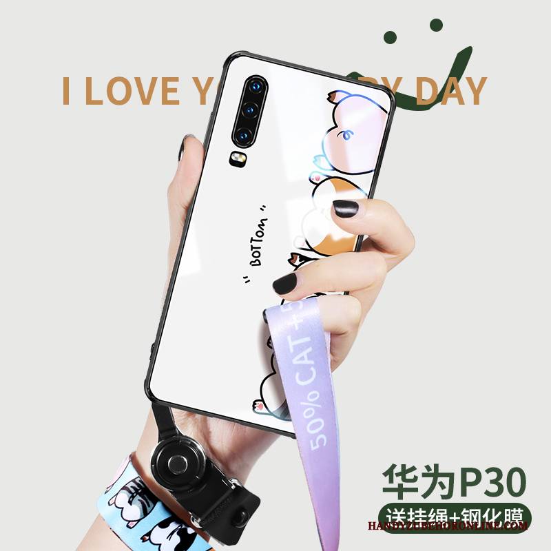 Hülle Huawei P30 Karikatur Nette Trend, Case Huawei P30 Silikon Netto Rot Handyhüllen