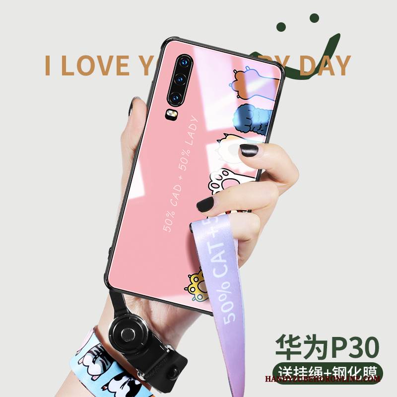 Hülle Huawei P30 Karikatur Nette Trend, Case Huawei P30 Silikon Netto Rot Handyhüllen