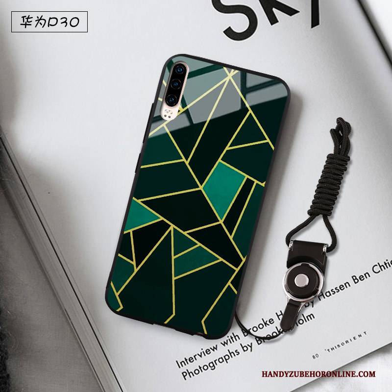 Hülle Huawei P30 Kreativ Glas Persönlichkeit, Case Huawei P30 Schutz Grün Handyhüllen