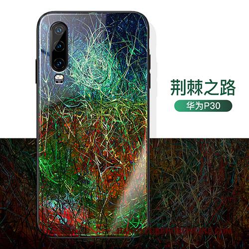 Hülle Huawei P30 Kreativ Persönlichkeit Spiegel, Case Huawei P30 Taschen Grün Netto Rot