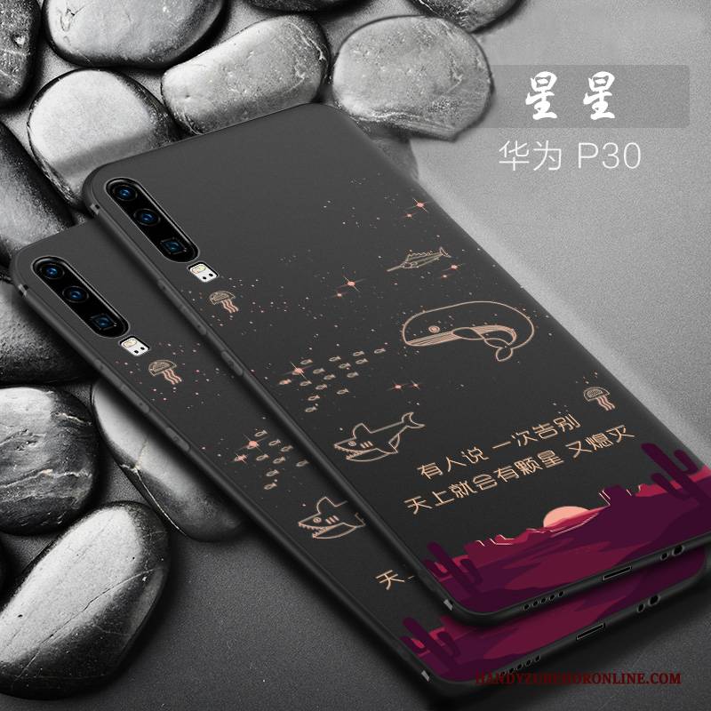 Hülle Huawei P30 Kreativ Schwarz Anti-sturz, Case Huawei P30 Silikon Mini Handyhüllen