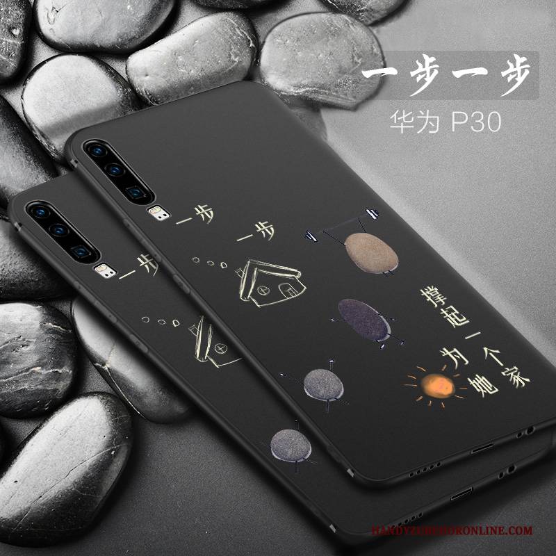 Hülle Huawei P30 Kreativ Schwarz Anti-sturz, Case Huawei P30 Silikon Mini Handyhüllen