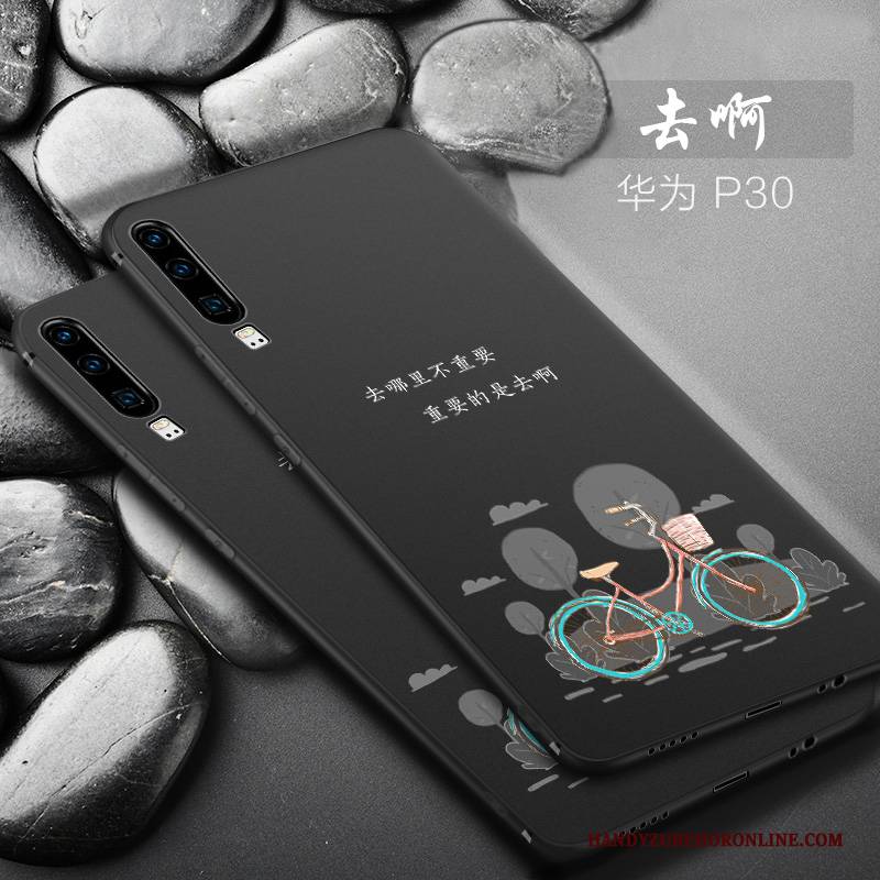 Hülle Huawei P30 Kreativ Schwarz Anti-sturz, Case Huawei P30 Silikon Mini Handyhüllen