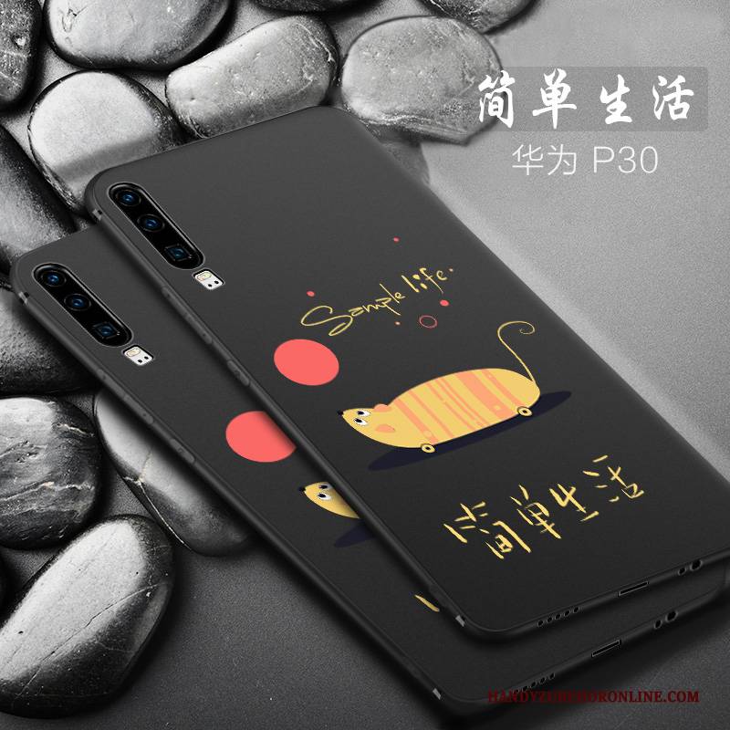 Hülle Huawei P30 Kreativ Schwarz Anti-sturz, Case Huawei P30 Silikon Mini Handyhüllen