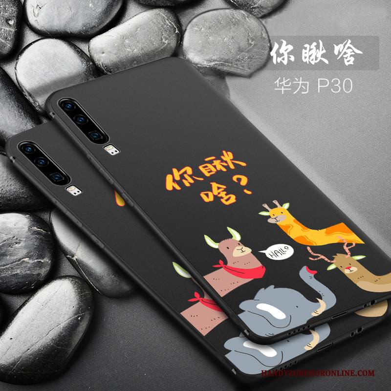 Hülle Huawei P30 Kreativ Schwarz Anti-sturz, Case Huawei P30 Silikon Mini Handyhüllen