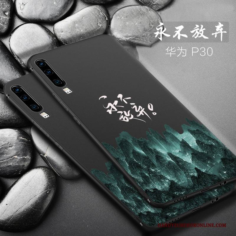 Hülle Huawei P30 Kreativ Schwarz Anti-sturz, Case Huawei P30 Silikon Mini Handyhüllen