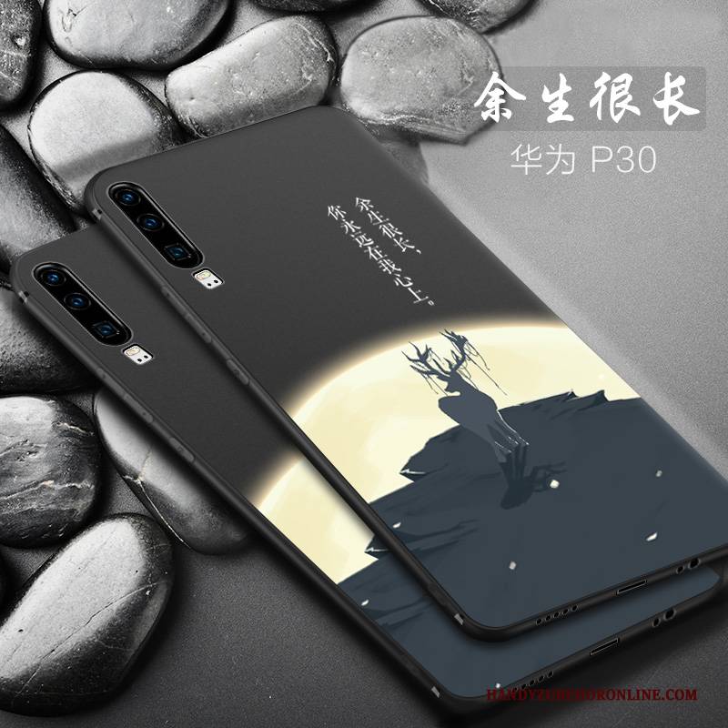 Hülle Huawei P30 Kreativ Schwarz Anti-sturz, Case Huawei P30 Silikon Mini Handyhüllen