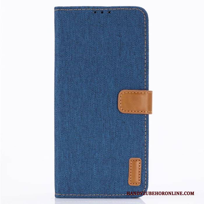 Hülle Huawei P30 Leder Muster Blau, Case Huawei P30 Folio Schnalle Denim