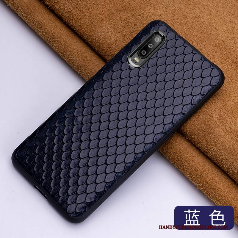 Hülle Huawei P30 Leder Qualität High-end, Case Huawei P30 Taschen Elegant Blau