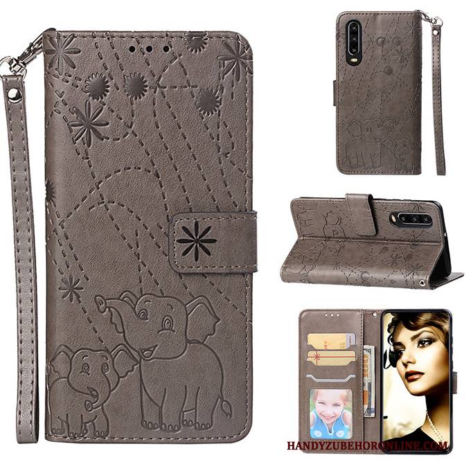 Hülle Huawei P30 Lederhülle Handyhüllen Anti-sturz, Case Huawei P30 Folio Lila