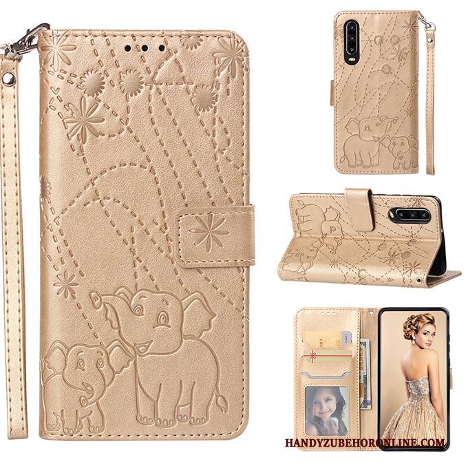 Hülle Huawei P30 Lederhülle Handyhüllen Anti-sturz, Case Huawei P30 Folio Lila