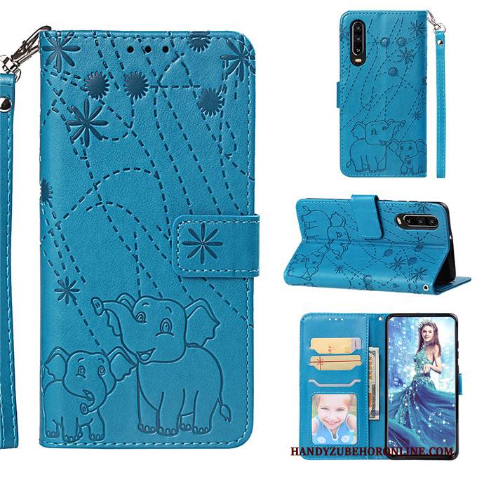 Hülle Huawei P30 Lederhülle Handyhüllen Anti-sturz, Case Huawei P30 Folio Lila