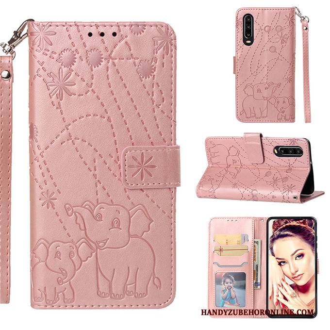 Hülle Huawei P30 Lederhülle Handyhüllen Anti-sturz, Case Huawei P30 Folio Lila