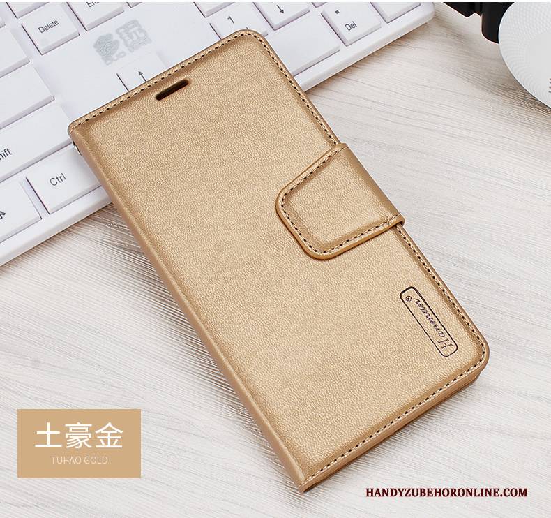 Hülle Huawei P30 Lederhülle Mini Karte, Case Huawei P30 Folio Gold Magnetschließe