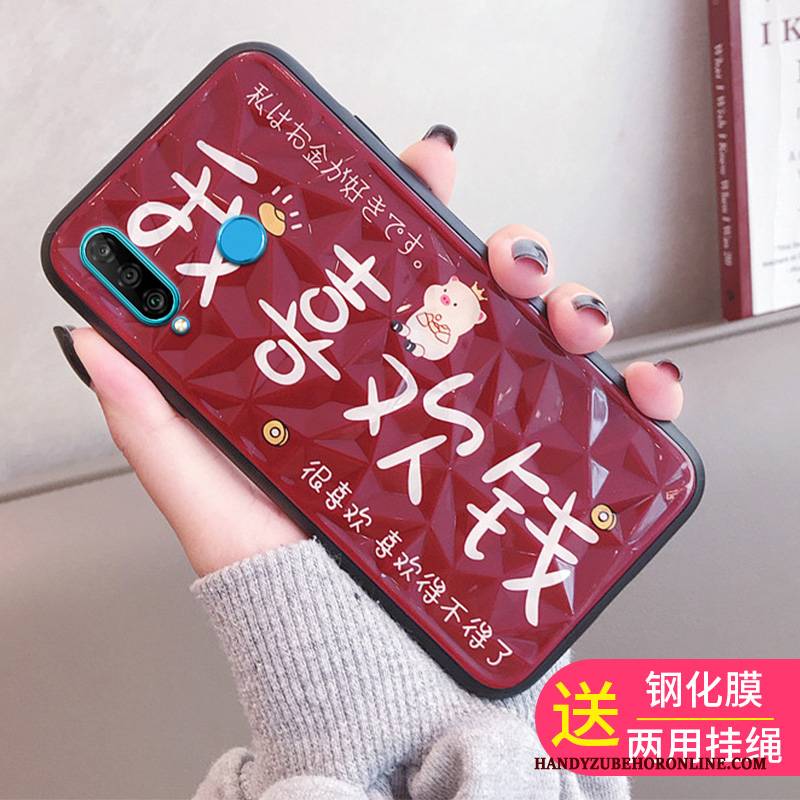 Hülle Huawei P30 Lite Handyhüllen Rot, Case Huawei P30 Lite Trend Membran