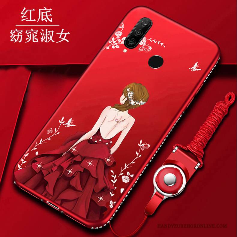 Hülle Huawei P30 Lite Mode Hängende Verzierungen Rot, Case Huawei P30 Lite Weiche Handyhüllen