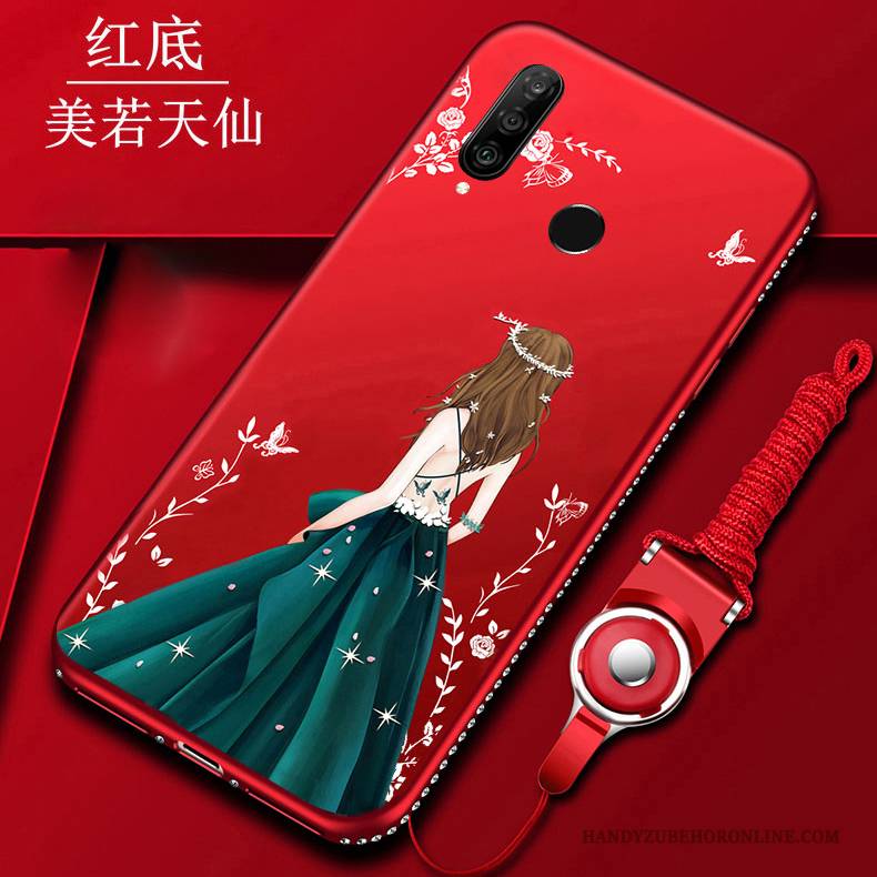 Hülle Huawei P30 Lite Mode Hängende Verzierungen Rot, Case Huawei P30 Lite Weiche Handyhüllen