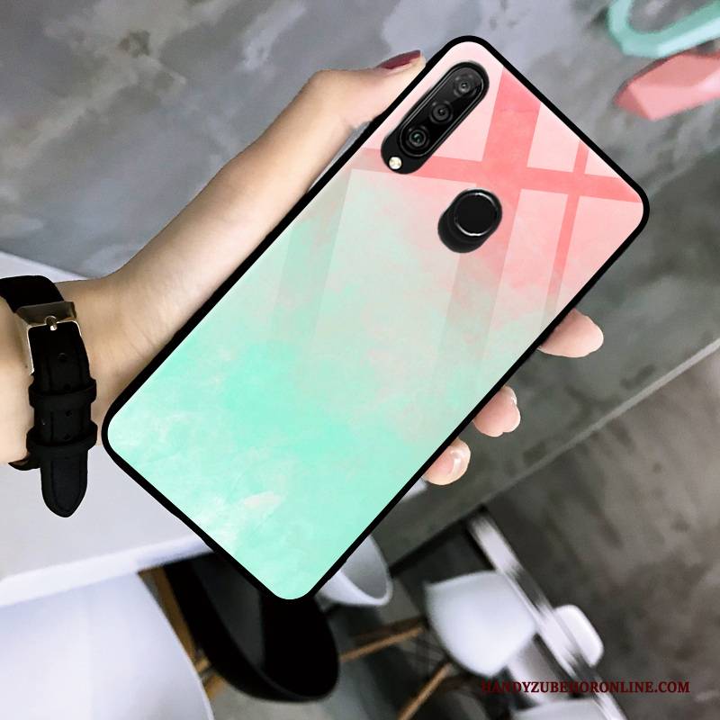 Hülle Huawei P30 Lite Schutz Glas Blau, Case Huawei P30 Lite Mode Farbverlauf Handyhüllen