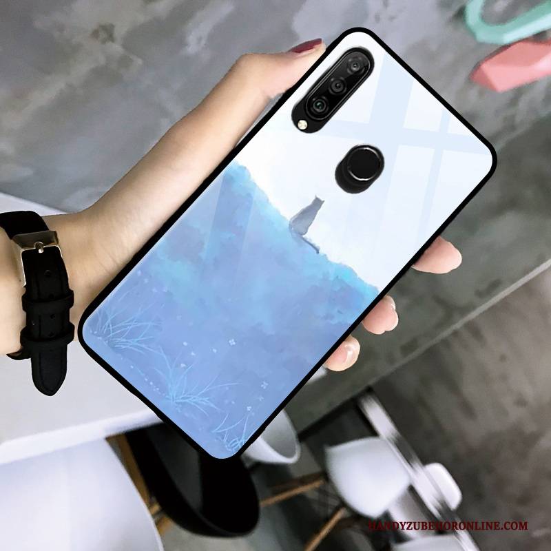 Hülle Huawei P30 Lite Schutz Glas Blau, Case Huawei P30 Lite Mode Farbverlauf Handyhüllen