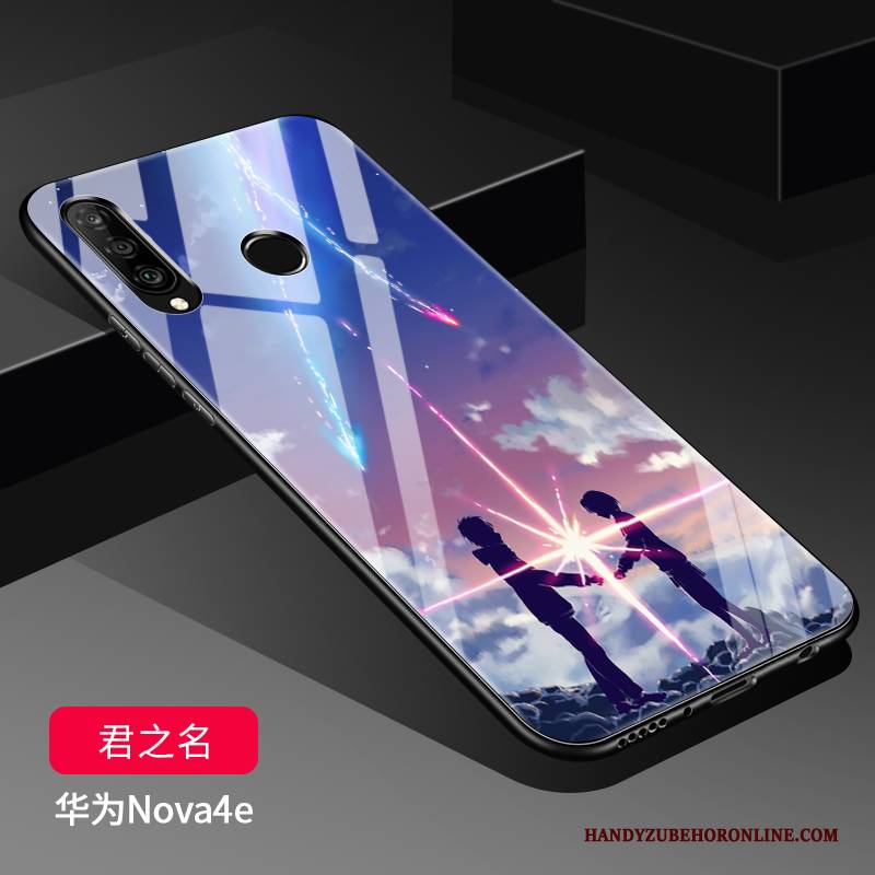 Hülle Huawei P30 Lite Schutz Handyhüllen Schwarz, Case Huawei P30 Lite Taschen Glas