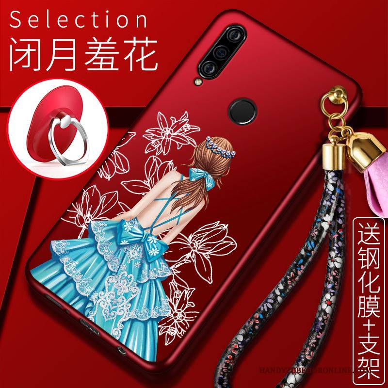 Hülle Huawei P30 Lite Silikon Rot Handyhüllen, Case Huawei P30 Lite Schutz