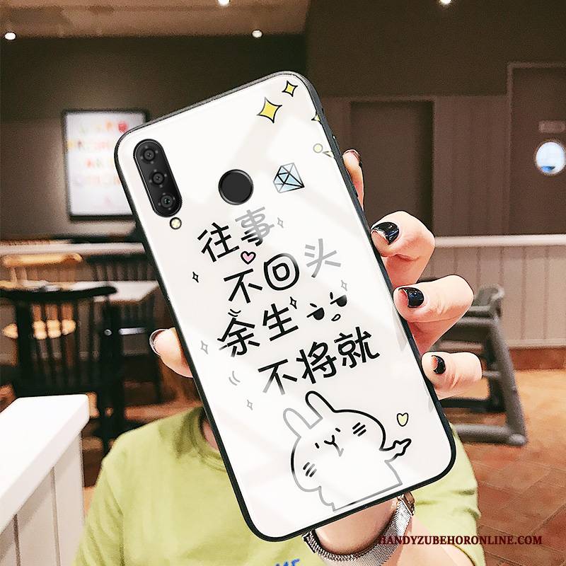 Hülle Huawei P30 Lite Weiche Spiegel Netto Rot, Case Huawei P30 Lite Karikatur Weiß Anti-sturz