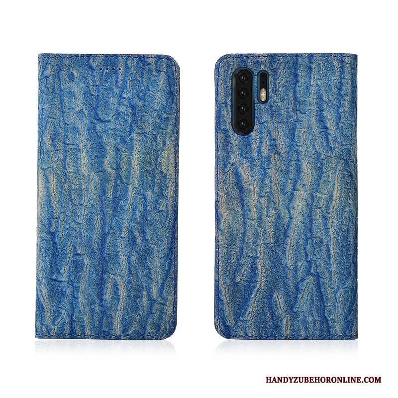 Hülle Huawei P30 Pro Folio Bäume Blau, Case Huawei P30 Pro Weiche Anti-sturz Handyhüllen